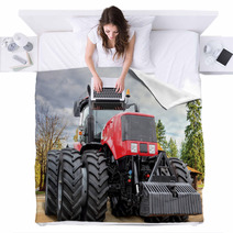 Big Red Tractor On Farm Blankets 64276437