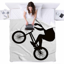 Bike Trick Detailed Vector Silhouette Sports Design Blankets 57064948