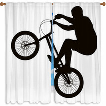 Bike Trick Detailed Vector Silhouette Sports Design Window Curtains 57064948