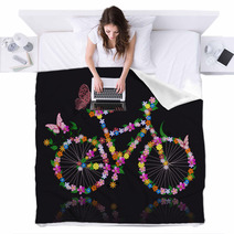 Bike With Flowers Blankets 35276890