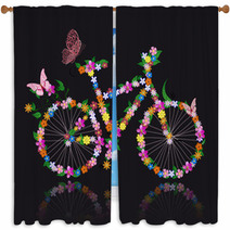 Bike With Flowers Window Curtains 35276890
