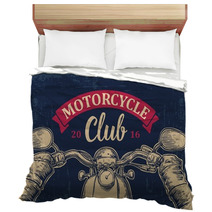 Biker Driving A Motorcycle Rides Road Trip Bedding 107789427