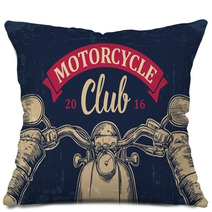 Biker Driving A Motorcycle Rides Road Trip Pillows 107789427