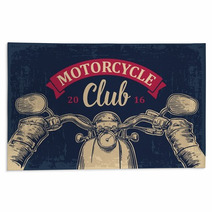 Biker Driving A Motorcycle Rides Road Trip Rugs 107789427