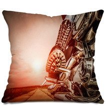 Biker Girl Riding On A Motorcycle Pillows 71759444