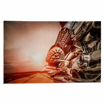 Biker Girl Riding On A Motorcycle Rugs 71759444