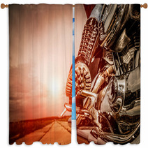 Biker Girl Riding On A Motorcycle Window Curtains 71759444