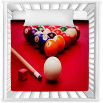 Billards Pool Game. Cue Ball, Cue Color Balls In Triangle, Chalk Nursery Decor 51689915