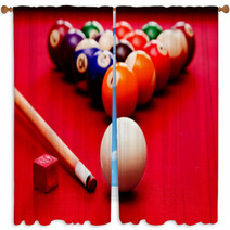 Billards Pool Game. Cue Ball, Cue Color Balls In Triangle, Chalk Window Curtains 51689915