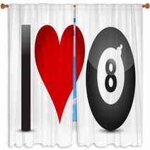 Billiards Concept 'I Love Pool' For Print Or Design Window Curtains 44898545