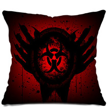 Biohazard Symbol On Circle And Hand Abstract Background Pillows 72173195