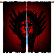 Biohazard Symbol On Circle And Hand Abstract Background Window Curtains 72173195