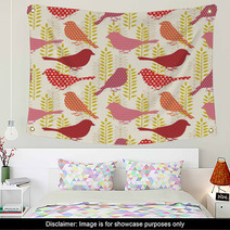 Birds Seamless Pattern Wall Art 55343286