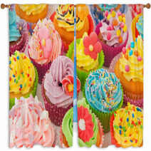 Birthday Cupcakes Window Curtains 45447167