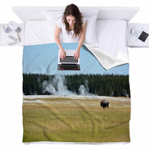 Bisons On The Yellowstone National Park Blankets 56959717
