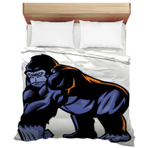 Black And Blue Cartoon Gorilla Mascot Bedding 66322269