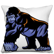 Black And Blue Cartoon Gorilla Mascot Pillows 66322269
