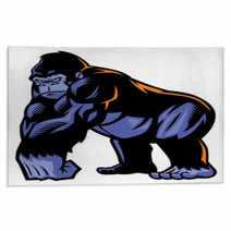 Black And Blue Cartoon Gorilla Mascot Rugs 66322269