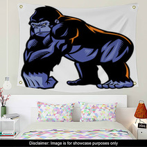 Black And Blue Cartoon Gorilla Mascot Wall Art 66322269