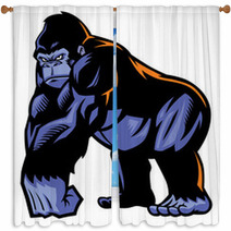Black And Blue Cartoon Gorilla Mascot Window Curtains 66322269