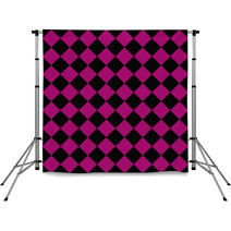 Black And Pink Diagonal Checkers On Textured Fabric Background Backdrops 59901722