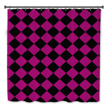 Black And Pink Diagonal Checkers On Textured Fabric Background Bath Decor 59901722