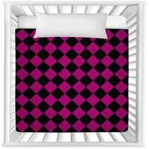 Black And Pink Diagonal Checkers On Textured Fabric Background Nursery Decor 59901722