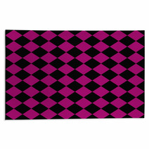 Black And Pink Diagonal Checkers On Textured Fabric Background Rugs 59901722