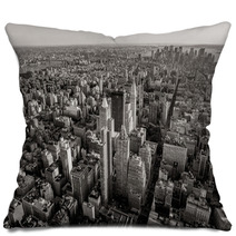 Black And White Aerial View Of New York Cityscape Pillows 55751173