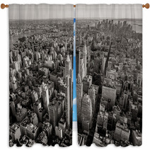 Black And White Aerial View Of New York Cityscape Window Curtains 55751173
