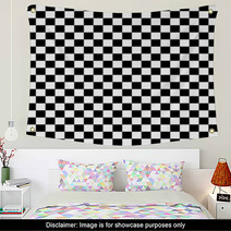Black And White Checkered Abstract Background Wall Art 69166537