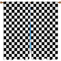 Black And White Checkered Abstract Background Window Curtains 69166537