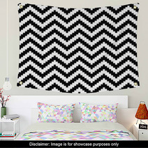 Black And White Chevron Zigzag Pattern Wall Art 63059644