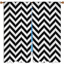 Black And White Chevron Zigzag Pattern Window Curtains 63059644