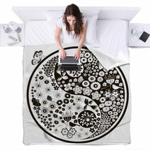 Black And White Flowers, Yin Yang Blankets 50751885