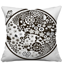 Black And White Flowers, Yin Yang Pillows 50751885
