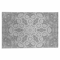 Black And White Fractal Floral Pattern Rugs 224182842