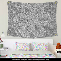 Black And White Fractal Floral Pattern Wall Art 224182842