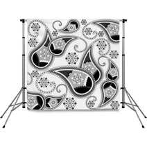 Black And White Paisley Background Backdrops 11964835