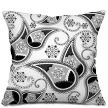 Black And White Paisley Background Pillows 11964835