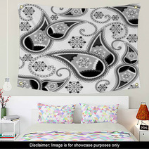 Black And White Paisley Background Wall Art 11964835