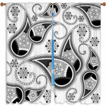 Black And White Paisley Background Window Curtains 11964835