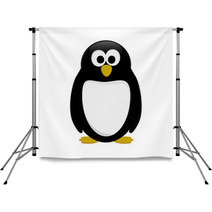 Black And White Penguin Cute Cartoon Backdrops 64593833