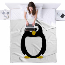 Black And White Penguin Cute Cartoon Blankets 64593833