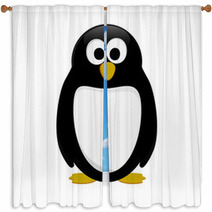 Black And White Penguin Cute Cartoon Window Curtains 64593833
