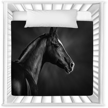 Black And White Portrait Of Arabian Stallion Nursery Decor 46196337