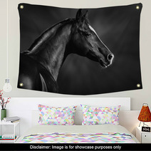 Black And White Portrait Of Arabian Stallion Wall Art 46196337