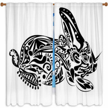Black-and-white Rabbit Window Curtains 28891019