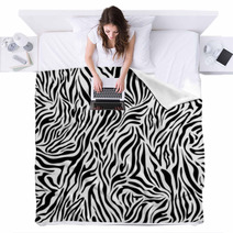 Black And White Seamless Zebra Background Blankets 53212105