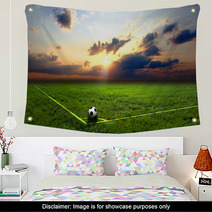 Black And White Soccer Ball On The Field Wall Art 140372040